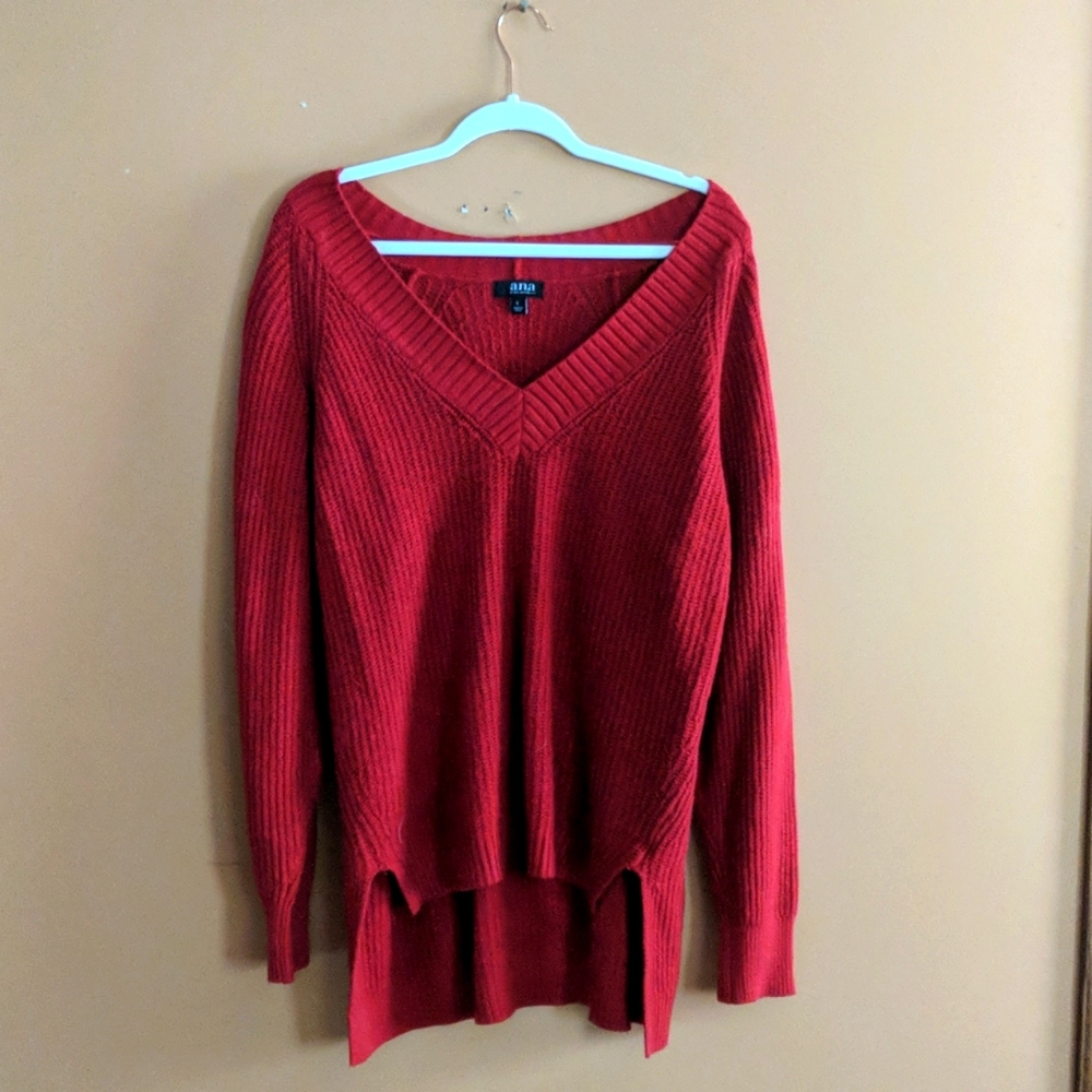 Red Oversized Sweater by Ana size large long knit